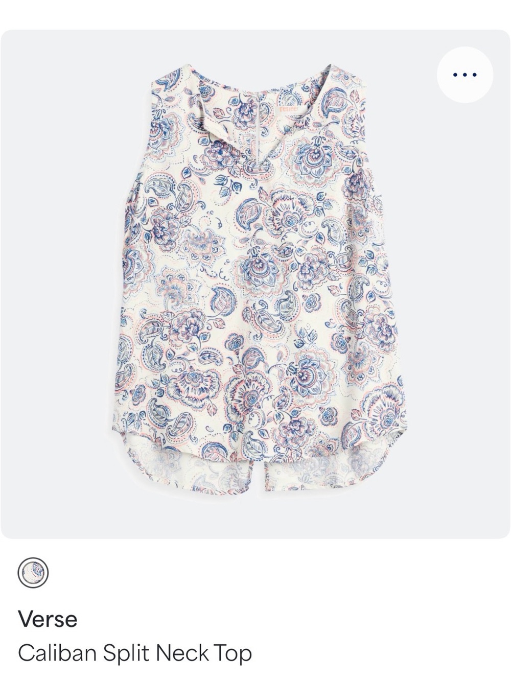 Renee C. Sleeveless Paisley Tank in White and Blue